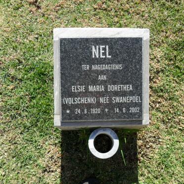 NEL Elsie Maria Dorothea, formerly VOLSCHENK, nee SWANEPOEL 1920-2002