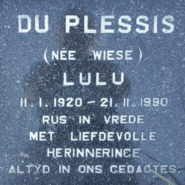 PLESSIS Lulu, du nee WIESE 1920-1990