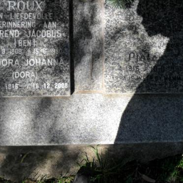 ROUX Barend Jacobus 1908-1990 &amp; Judora Johanna 1916-2008