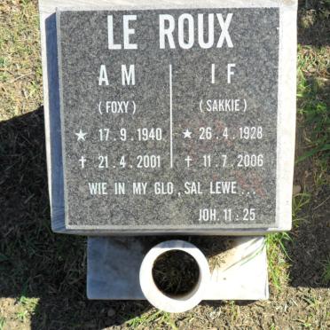ROUX I.F., le 1928-2006 &amp; A.M. 1940-2001