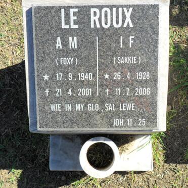 ROUX I.F., le 1928-2006 &amp; A.M. 1940-2001
