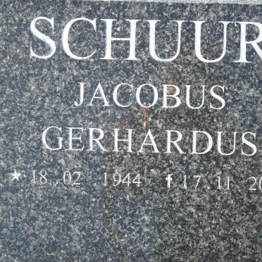 SCHUUR Jacobus Gerhardus 1944-2003