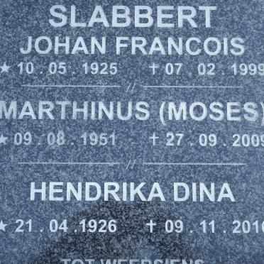 SLABBERT Johan Francois 1925-1999 :: SLABBERT Marthinus 1951-2009 :: SLABBERT Hendrika Dina 1926-2010