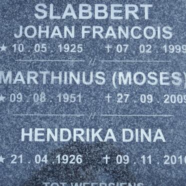 SLABBERT Johan Francois 1925-1999 :: SLABBERT Marthinus 1951-2009 :: SLABBERT Hendrika Dina 1926-2010
