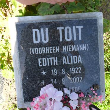 TOIT Edith Alida, du, formerly NIEMAND 1922-2002