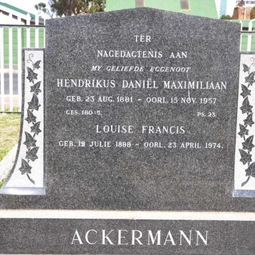 ACKERMANN Hendrikus Daniel Maximiliaan 1881-1957 &amp; Louise Francis 1888-1974