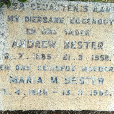 BESTER Andrew 1885-195? &amp; Maria M. 1886-1965