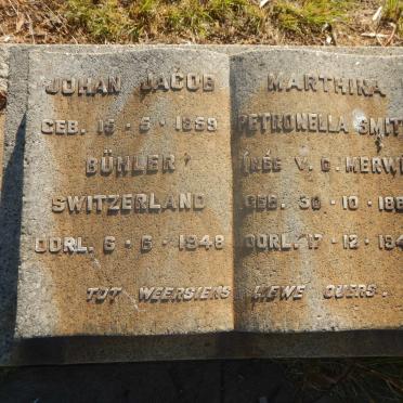 BUHLER Johan Jacob 1859-1948 &amp; Marthina Petronella Smith V.D. MERWE 1869-1944