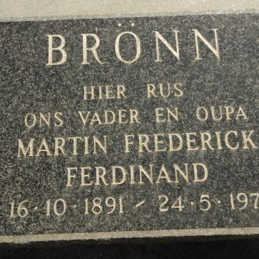 BRONN Martin Frederick Ferdinand 1891-1971
