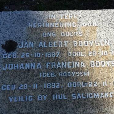 BOOYSEN Jan Albert 1887-1950 &amp; Johanna Francina BOOYSEN 1892-1955