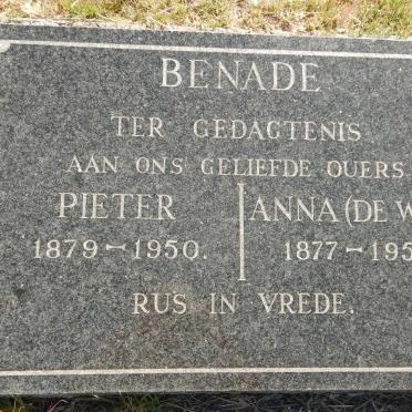BENADE Pieter 1879-1950 &amp; Anna De WET 1877-1952