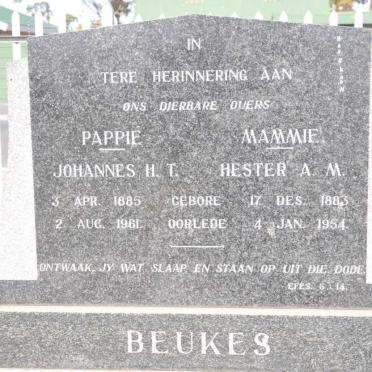 BEUKES Johannes H.T. 1885-1961 &amp; Hester A.M. 1883-1954