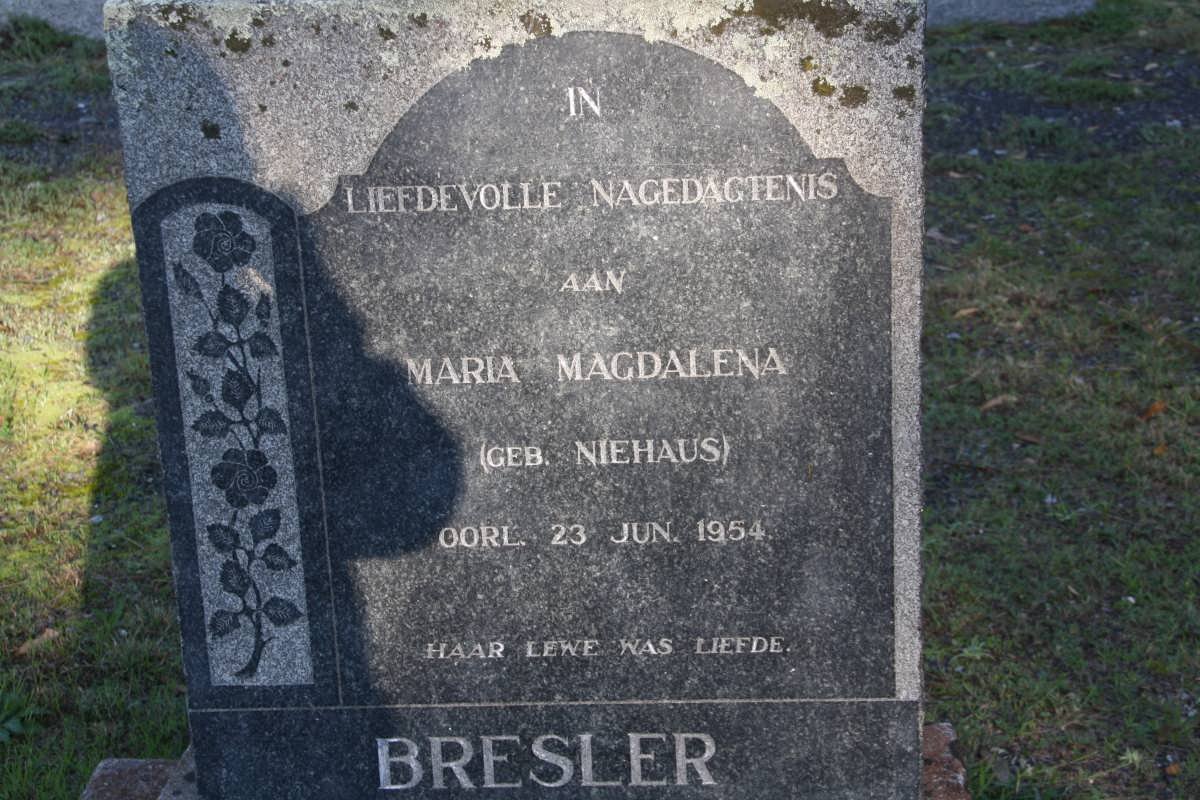 BRESLER Maria Magdalena nee NIEHAUS -1954