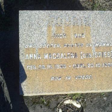 FOURIE Anna Magdalena nee SPIES 1930-1961