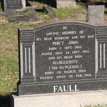 FAULL Percy John 1905-1962 &amp; Marguerite DU PLESSIS 1905-1969
