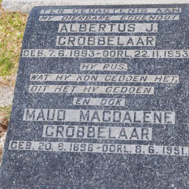 GROBBELAAR Albertus J. 1893-1953 &amp; Maud Magdalene 1896-1991