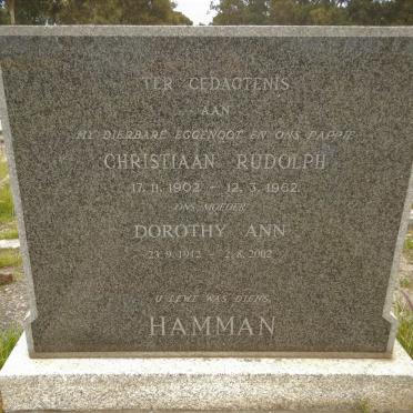 HAMMAN Christiaan Rudolph 1902-1962 &amp; Dorothy Ann 1912-2002