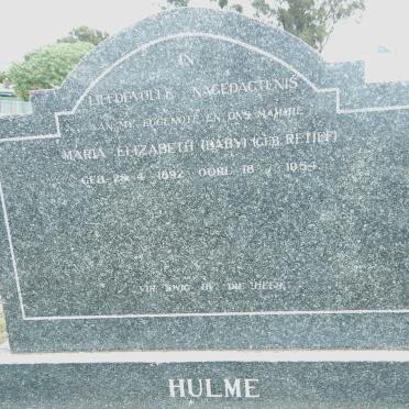 HULME Maria Elizabeth nee RETIEF 1892-1954