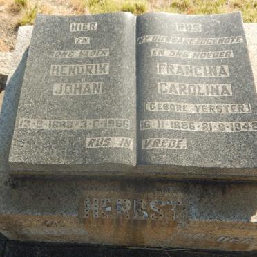 HERBST Hendrik Johan 1888-1956 &amp; Francina Carolina VERSTER 1886-1948