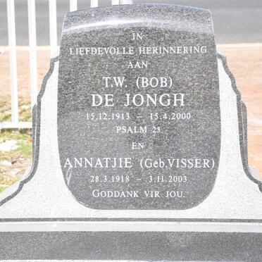 JONGH T.W., de 1913-2000 &amp; Annatjie VISSER 1918-2003