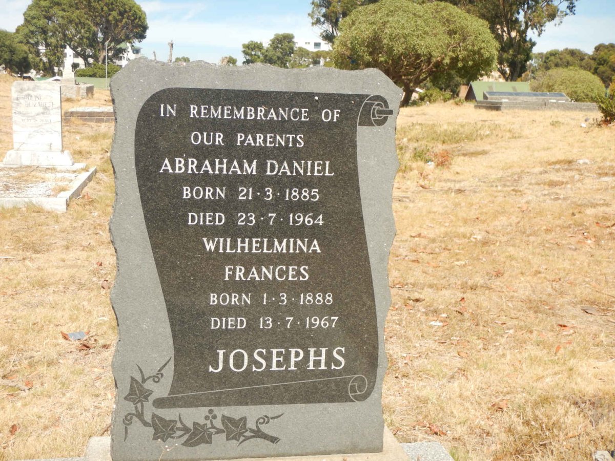 JOSEPHS Abraham Daniel 1885-1964 &amp; Wilhelmina Frances 1888-1967