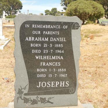 JOSEPHS Abraham Daniel 1885-1964 &amp; Wilhelmina Frances 1888-1967
