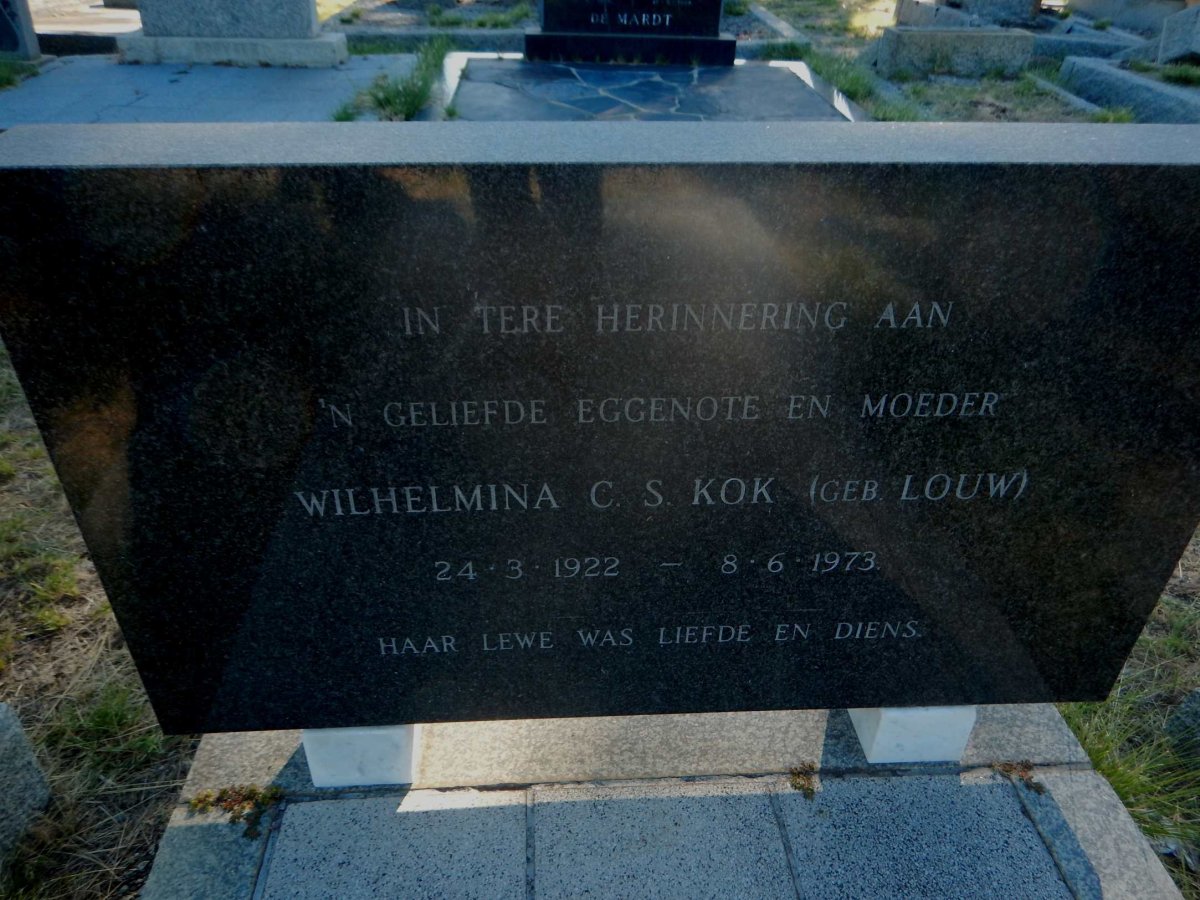 KOK Wilhelmina C.S. nee LOUW 1922-1973