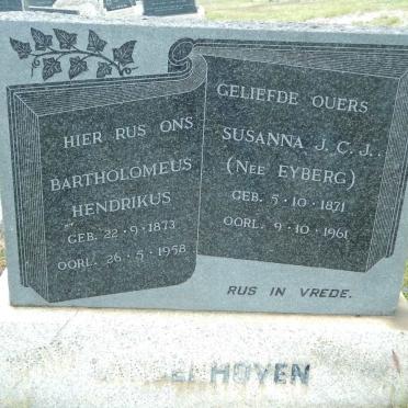 LANGENHOVEN Bartholomeus Hendrikus 1873-1958 &amp; Susanna J.C.J. EYBERG 1871-1961