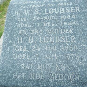 LOUBSER H.V.S. 1884-1954 &amp; H.H. 1889-1976