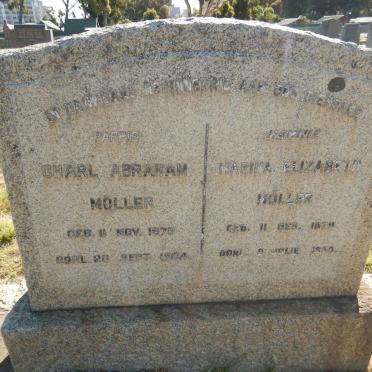 MOLLER Charl Abraham 1878-1964 &amp; Marina Elizabeth 1879-1950