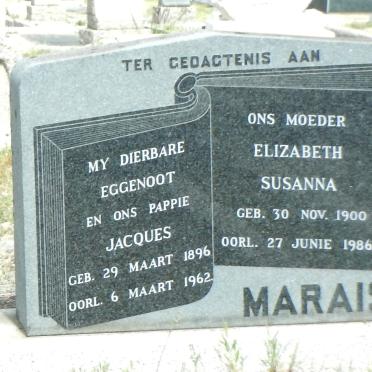 MARAIS Jacques 1896-1962 &amp; Elizabeth Susanna 1900-1986
