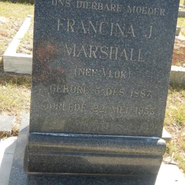 MARSHALL Francina J. nee VLOK 1887-1953