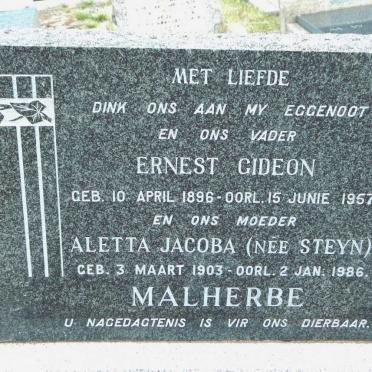MALHERBE Ernest Gideon 1896-1957 &amp; Aletta Jacoba STEYN 1903-1986