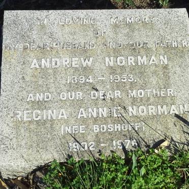 NORMAN Andrew 1894-1953 &amp; Regina Annie BOSHOFF 1902-1976