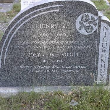 NIEUWENHUYS Henry J. 1880-1959 &amp; Joey J. VOIGT 1882-1963