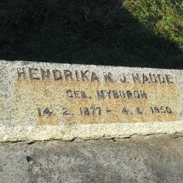 NAUDE Hendrika M.J. nee MYBURGH 1877-1950
