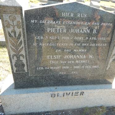 OLIVIER Pieter Johann B. 1901-1952 &amp; Elsie Johanna W. van der MERWE 1908-1982
