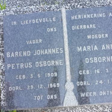 OSBORNE Barend Johannes Petrus 1909-1969 &amp; Maria Anna 1912-1955