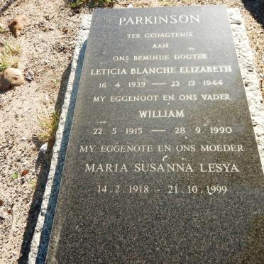 PARKINSON William 1915-1990 &amp; Maria Susanna Lesya 1918-1999