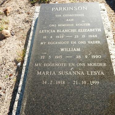 PARKINSON William 1915-1990 &amp; Maria Susanna Lesya 1918-1999