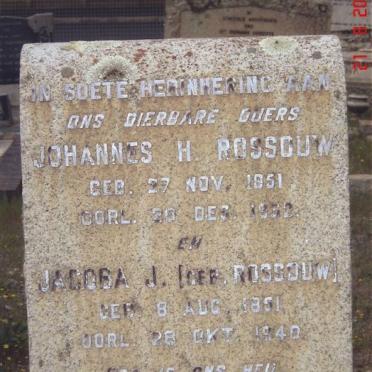 ROSSOUW Johannes H. 1851-1932 &amp; Jacoba J. ROSSOUW 1851-1940