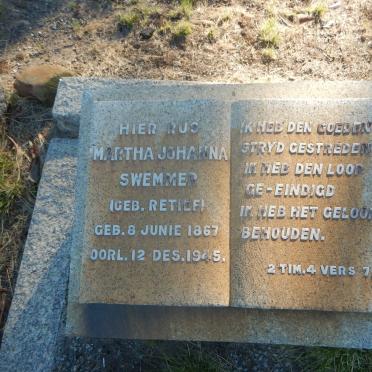 SWEMMER Martha Johanna nee RETIEF 1867-1945