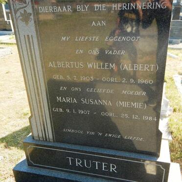 TRUTER Albertus Willem 1903-1960 &amp; Maria Susanna 1907-1984
