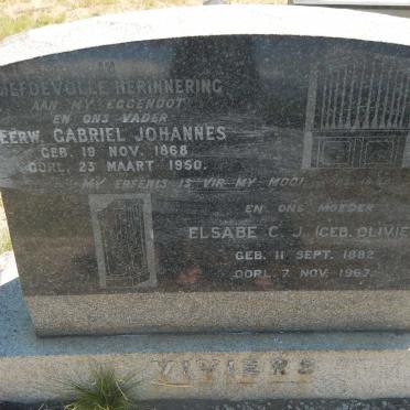 VIVIERS Gabriel Johannes 1868-1950 &amp; Elsabe C.J. OLIVIER 1882-1967