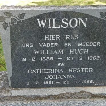 WILSON William Hugh 1889-1962 &amp; Catherina Hester Johanna 1891-1966