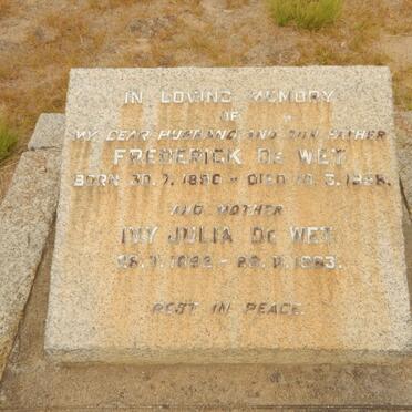WET Frederick, de 1890-1958 &amp; Ivy Julia 1892-1963