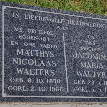 WALTERS Matthys Nicolaas 1876-1960 &amp; Jacomina Maria 1880-1968