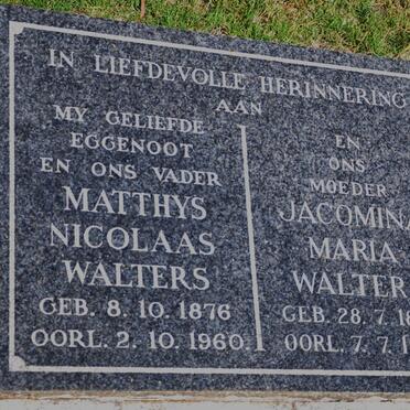 WALTERS Matthys Nicolaas 1876-1960 &amp; Jacomina Maria 1880-1968