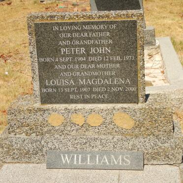 WILLIAMS Peter John 1904-1973 &amp; Louisa Magdalena 1907-2000