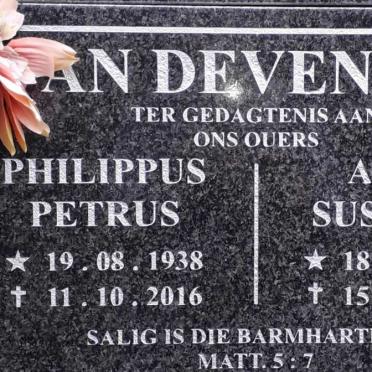 DEVENTER Philippus Petrus, van 1938-2016 &amp; Anna Susanna 1942-2016